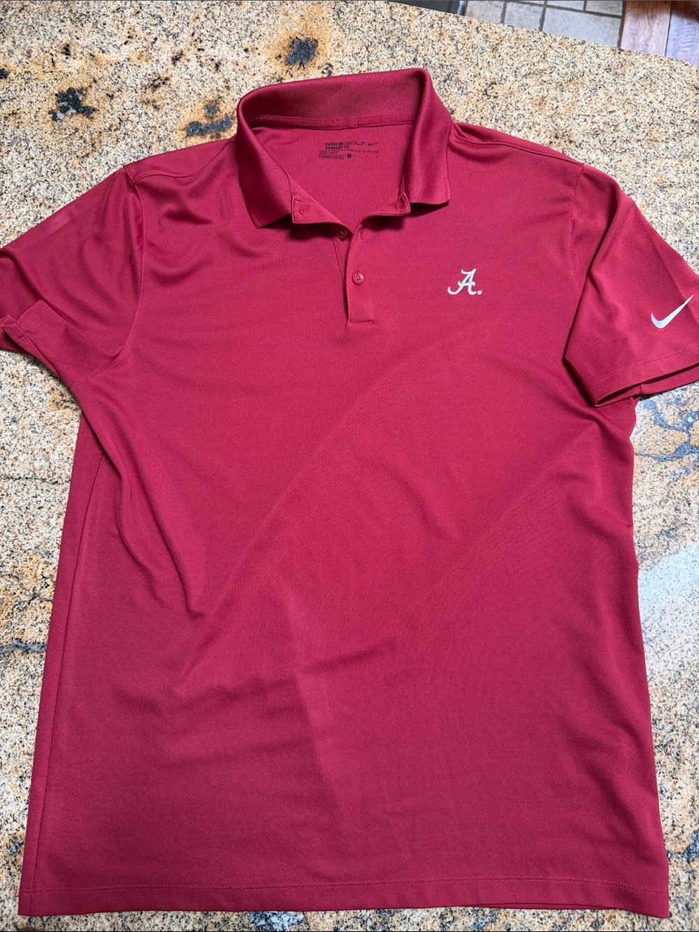 Nike Men's Crimson Polo with Alabama 'A' and Swoosh
